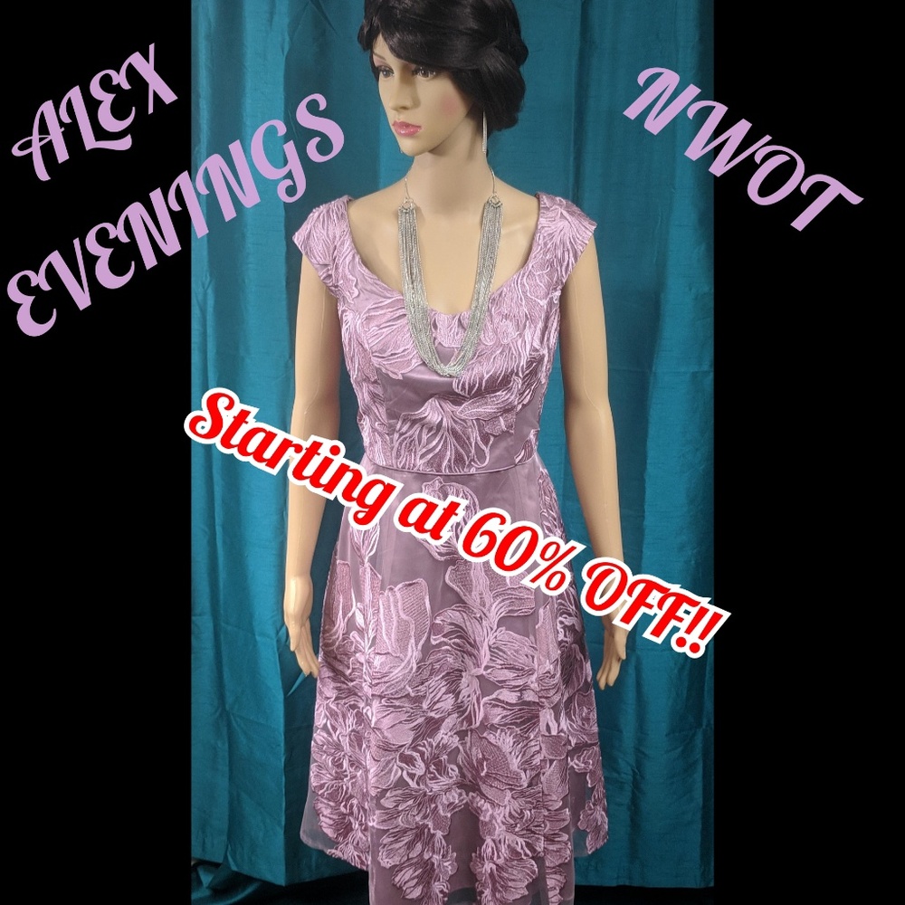💜 ELEGANT ALEX EVENINGS FLORAL DRESS 💜